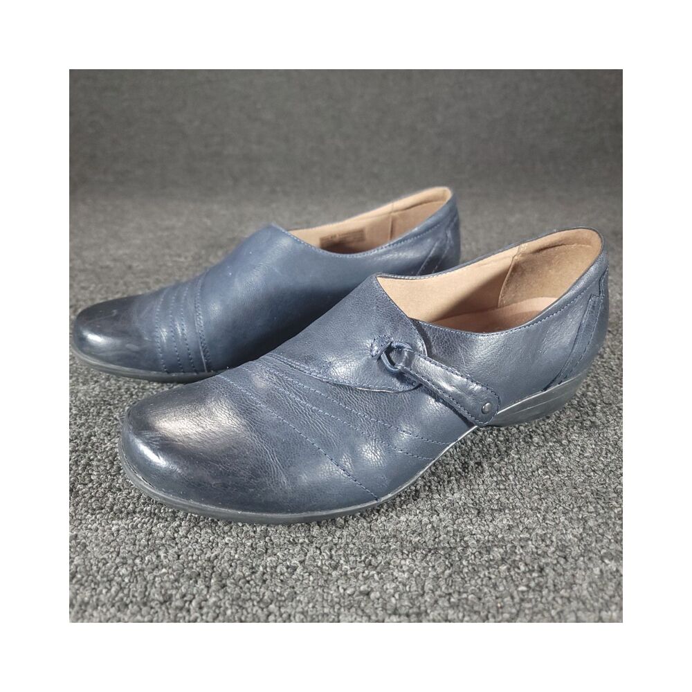 Dansko Franny Loafer Womens 9.5 (40) Navy Leather Hook And Loops Slide On Shoes